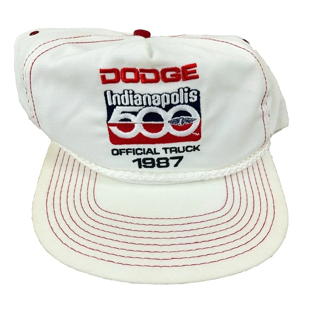 Vintage Indy 500 Trucker Hat Snapback Made In‎ USA 80s Dodge Rope Racing 1987
